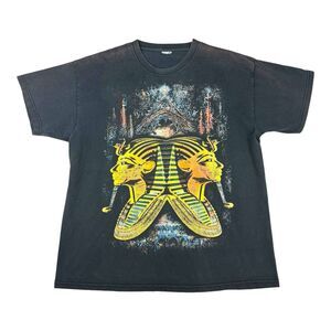 Vtg Tutankhamen King Tut‎ T-Shirt Egyptian Pyramid Face Mirror Image XXL Faded